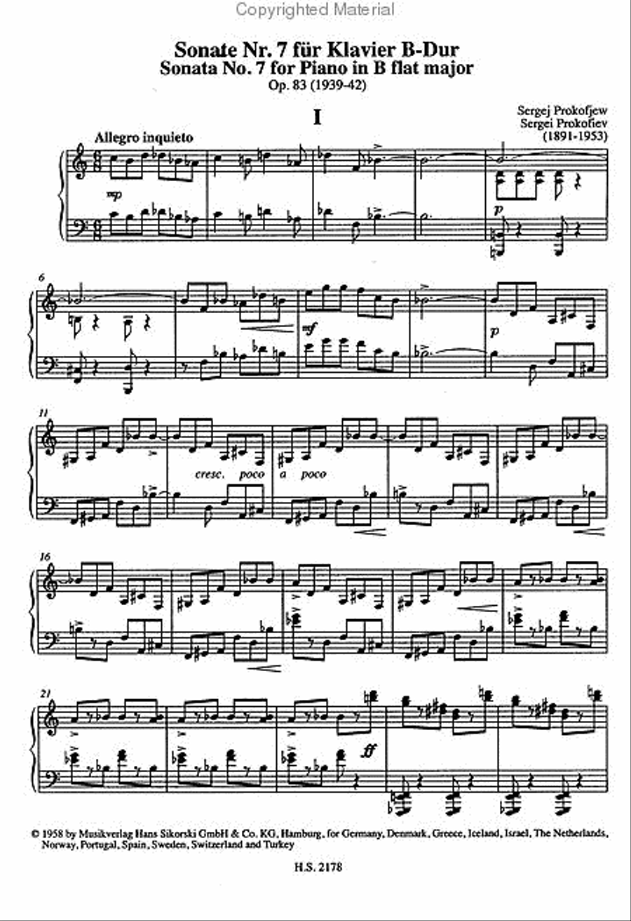 Piano Sonata No. 7, Op. 83 Piano Solo scores gallery preview page 2