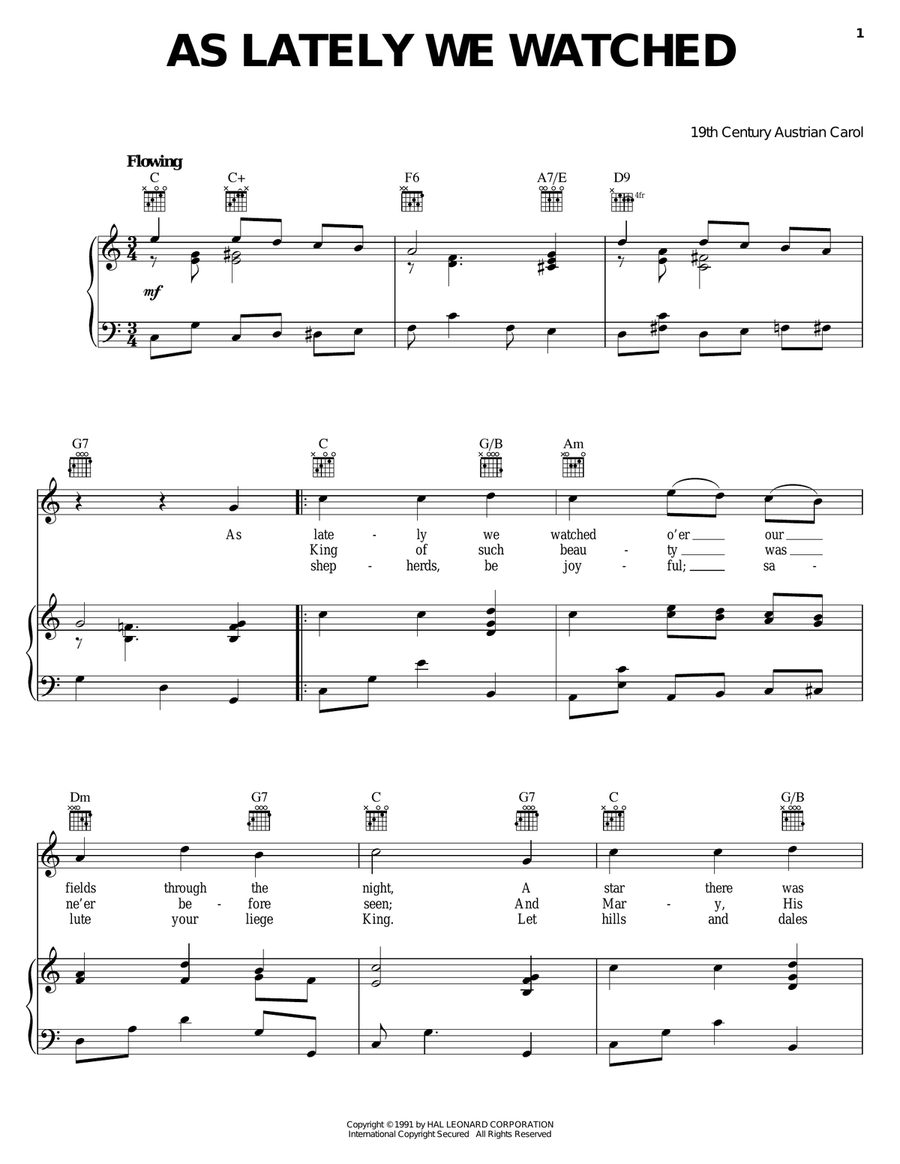 As Lately We Watched Piano, Vocal, Guitar scores gallery preview page 1