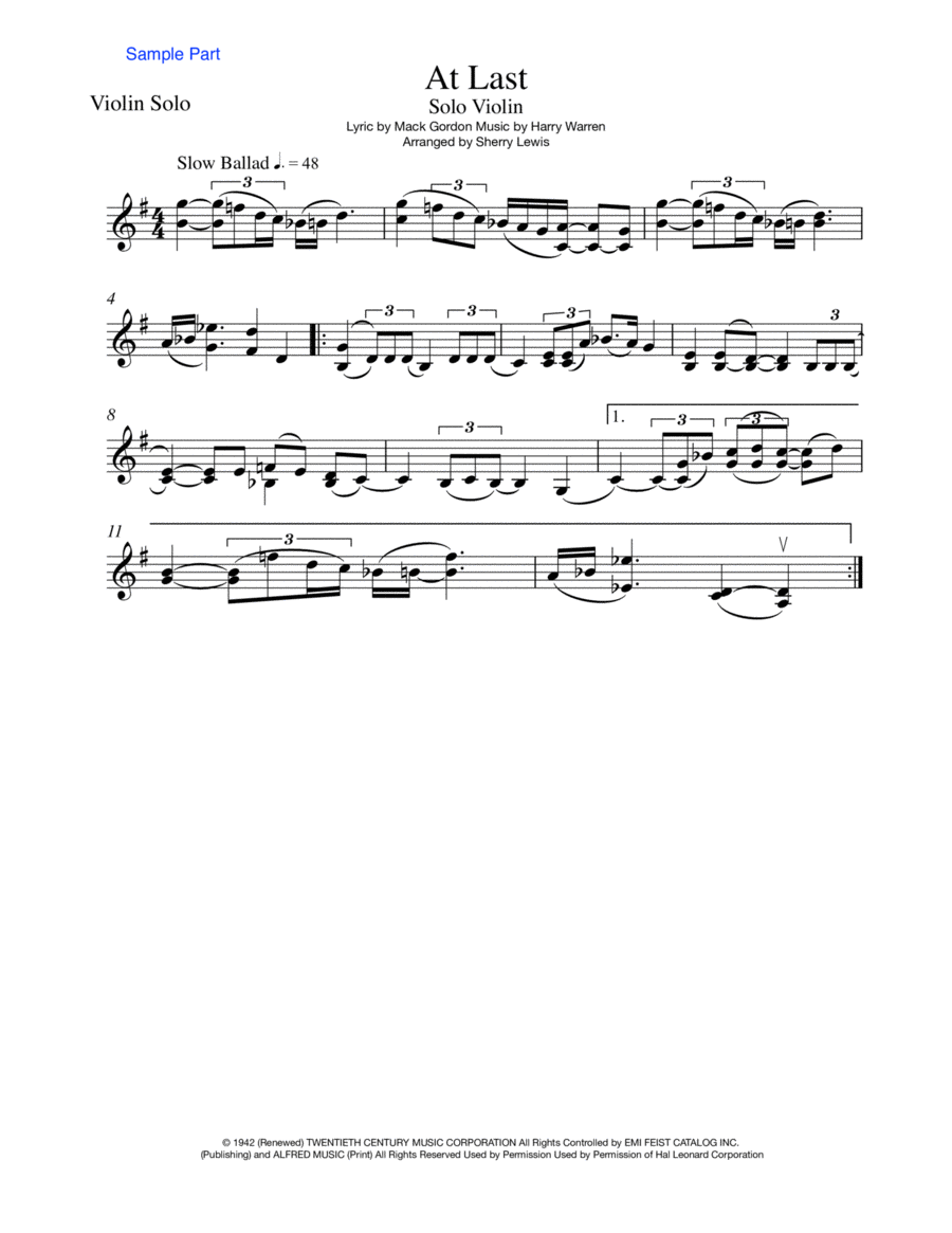 At Last Violin Solo scores gallery preview page 1