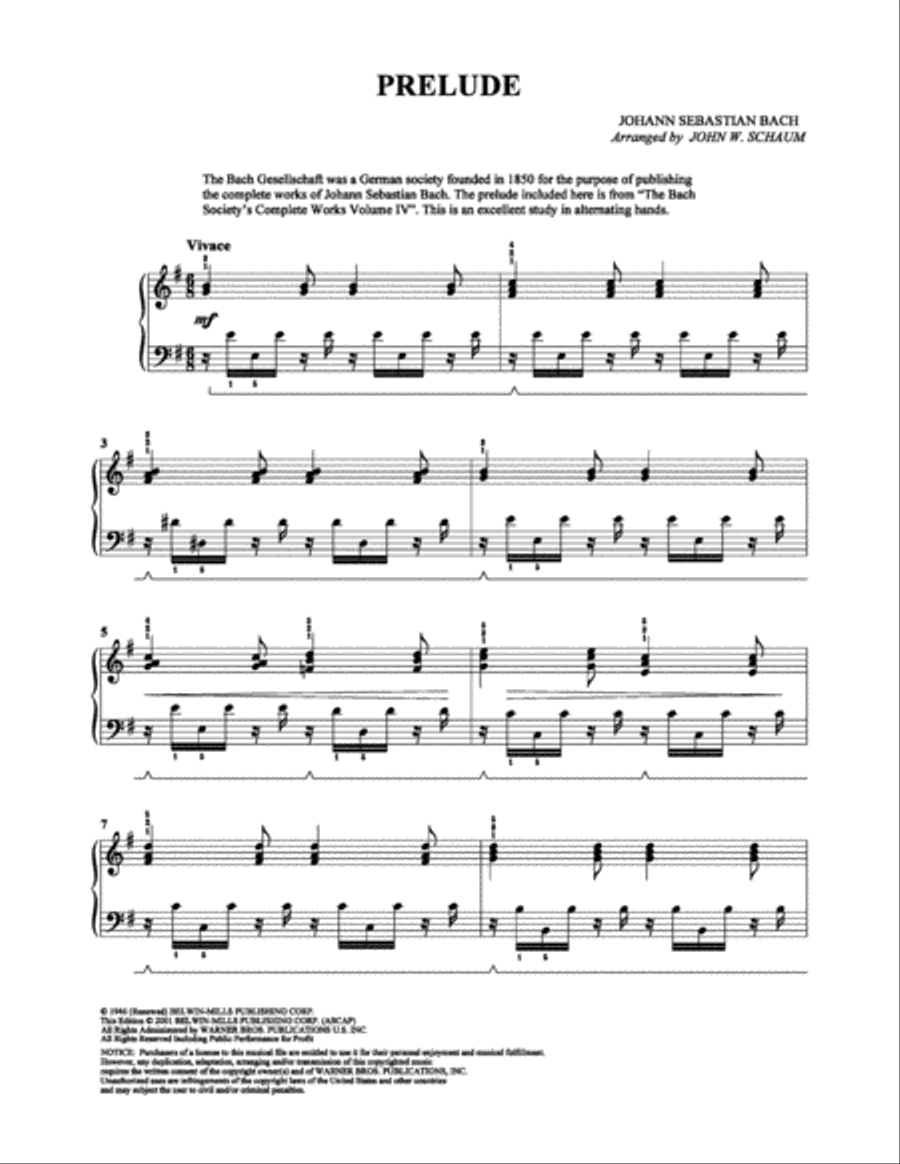 Prelude Easy Piano scores gallery preview page 1