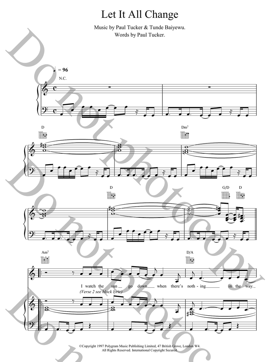 Let It All Change Let It All Change Piano, Vocal, Guitar scores gallery preview page 1