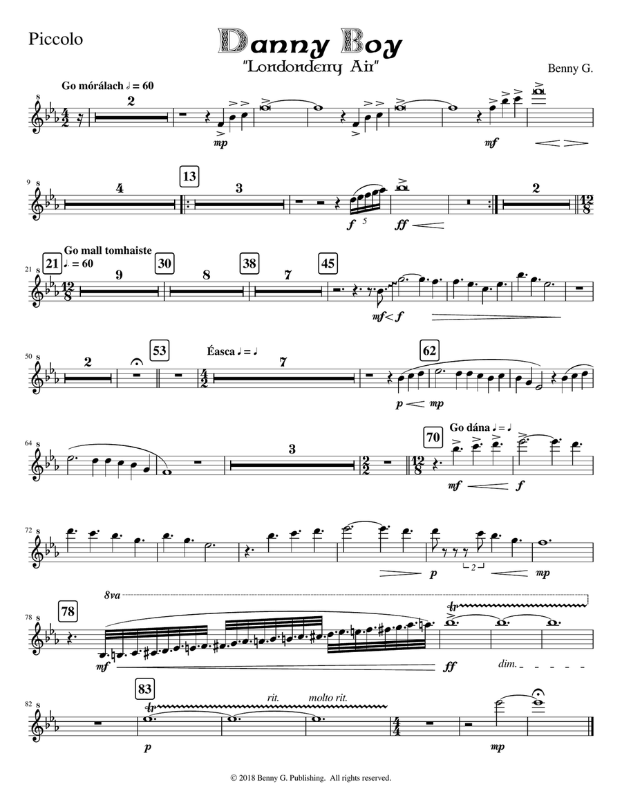 Danny Boy for Concert Band -- Parts Concert Band - Digital Sheet Music page 2