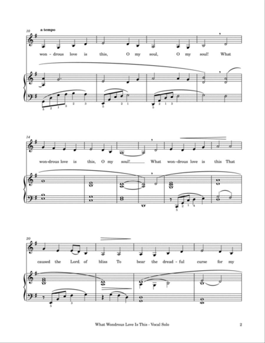What Wondrous Love Is This - Vocal Solo (Low Voice) with Piano Accompaniment Low Voice scores gallery preview page 3