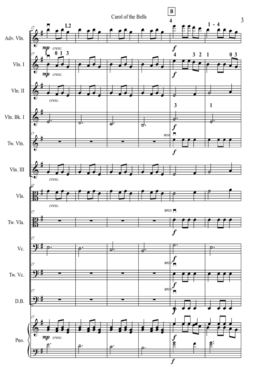 Carol of the Bells for Multi-Level String Orchestra image number null