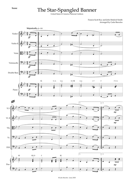 The Star-Spangled Banner - EUA Hymn (Strings Quintet) Piano and chords image number null