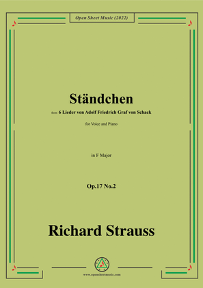 Book cover for Richard Strauss-Ständchen,in F Major