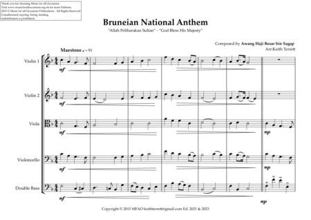 Bruneian National Anthem for String Orchestra image number null