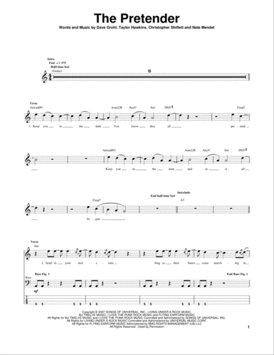 The Pretender The Pretender Guitar Tablature scores gallery preview page 1