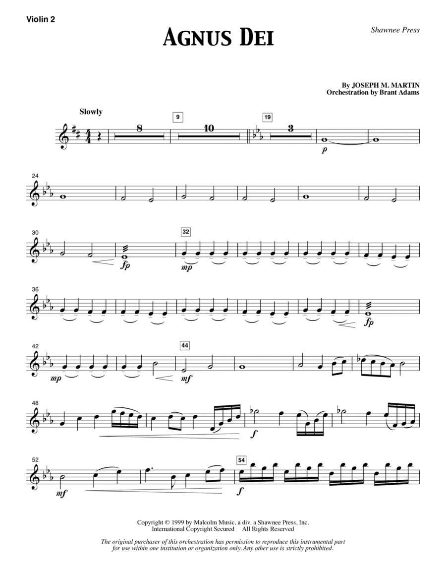 Agnus Dei - Violin 2 Choir scores gallery preview page 1