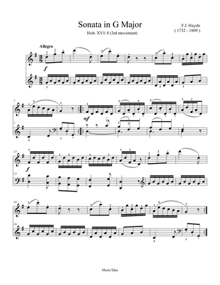Book cover for Haydn Sonata in G Major Hob.XVI: 8 (3rd movement)