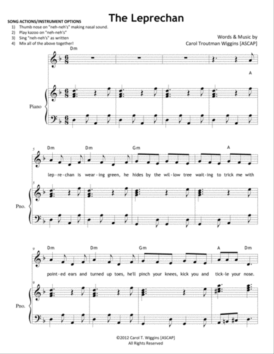 The Leprechaun The Leprechaun Unison Choir scores gallery preview page 1