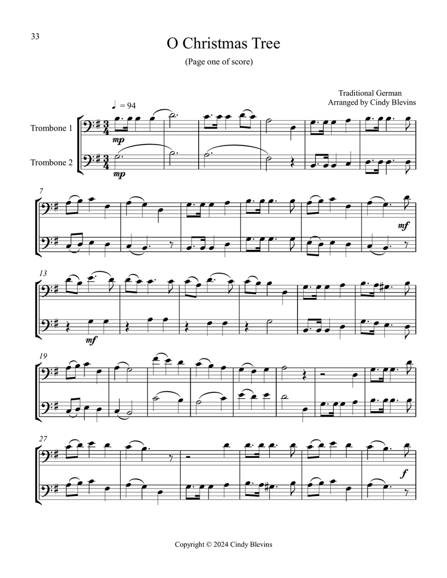 Trombone Duets for Christmas, Vol. III (12 Arrangements) Trombone Duet scores gallery preview page 4