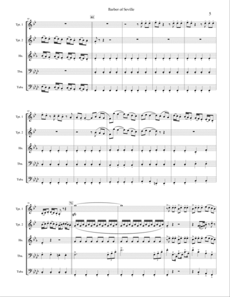 Overture to the Barber of Seville Brass Ensemble scores gallery preview page 5