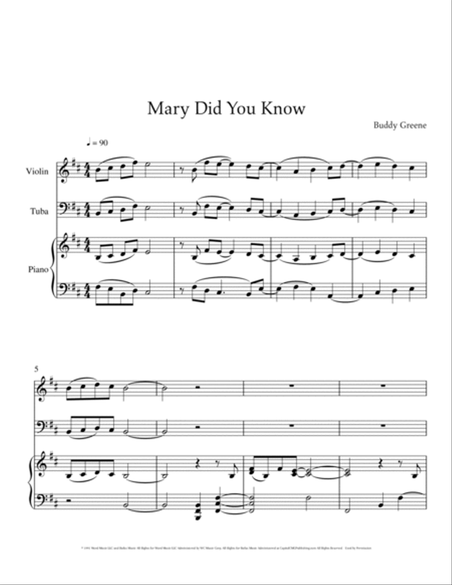Mary, Did You Know? Small Ensemble scores gallery preview page 2