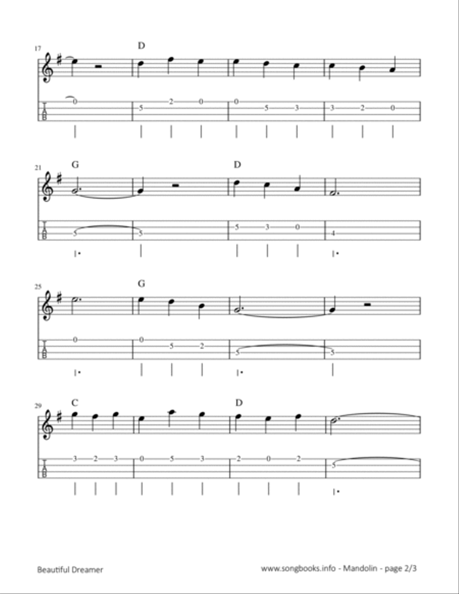Beautiful Dreamer Mandolin scores gallery preview page 2