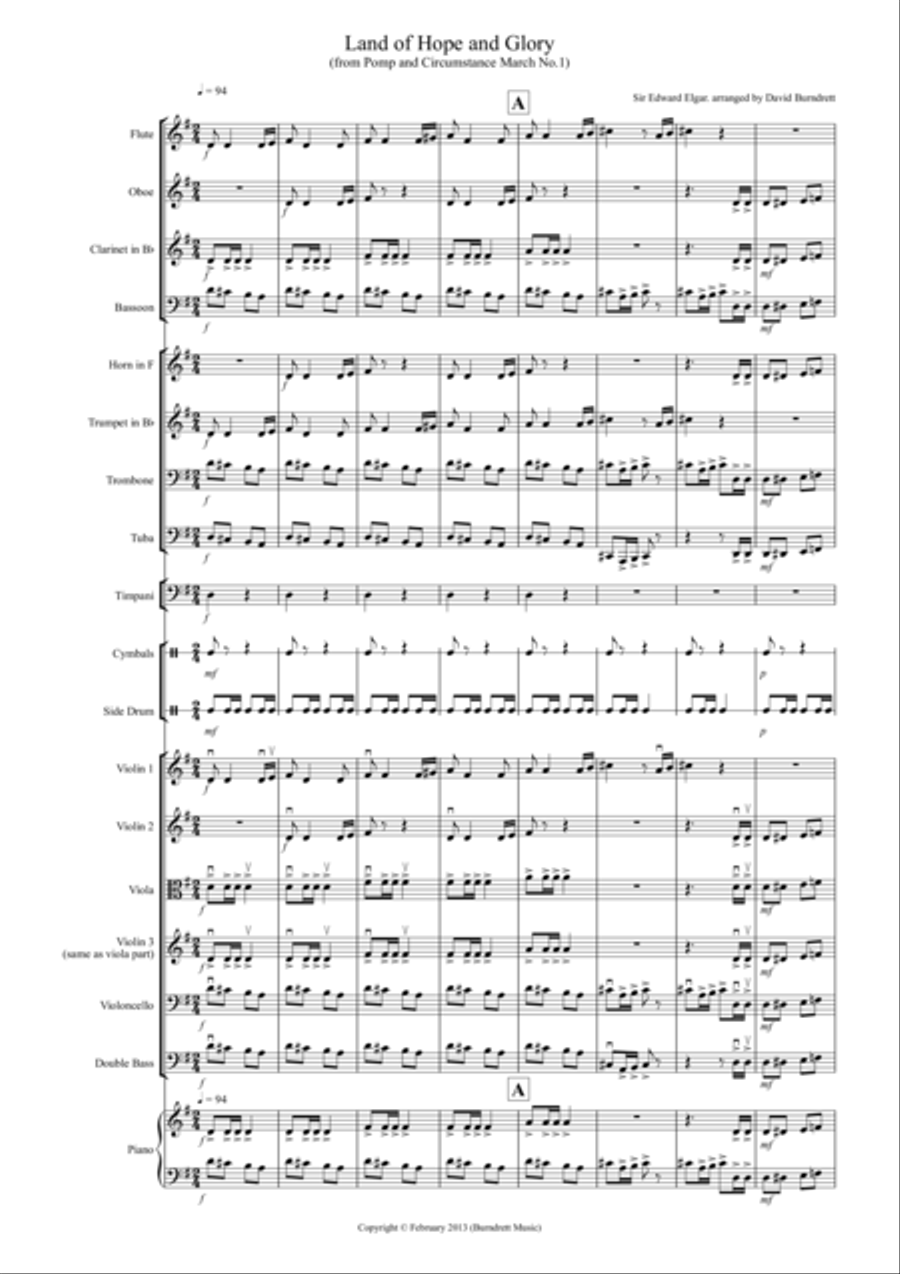 Land of Hope and Glory for School Orchestra Full Orchestra scores gallery preview page 1