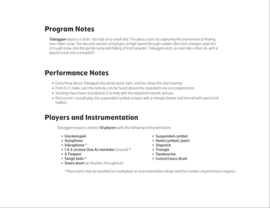 Toboggan Percussion Ensemble scores gallery preview page 3
