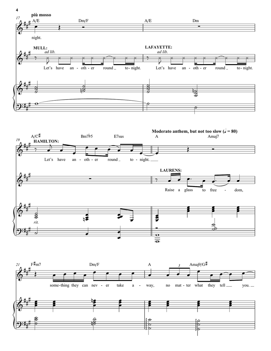 The Story Of Tonight (from Hamilton) Voice scores gallery preview page 4