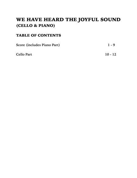 We Have Heard the Joyful Sound (Jesus Saves): Cello and Piano image number null