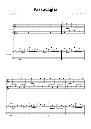Passacaglia by Handel/Halvorsen - Piano Duet with Chord Notation