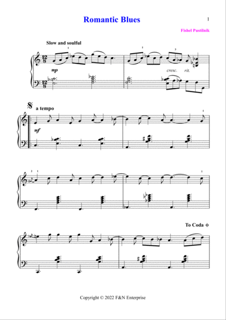 Romantic Blues Piano Solo scores gallery preview page 2