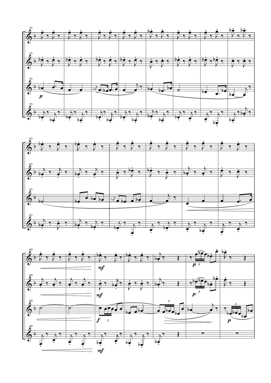 Carmen Overture (Prelude) for Clarinet Quartet Clarinet Quartet scores gallery preview page 6