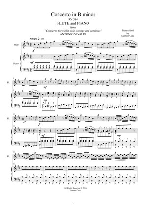 Book cover for Vivaldi - Concerto in B minor RV 384 Flute and Piano