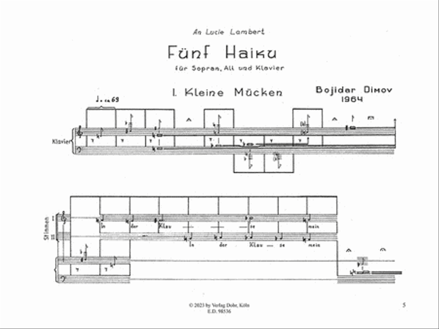 Fünf Haiku für Sopran, Alt und Klavier (1964) Piano scores gallery preview page 2