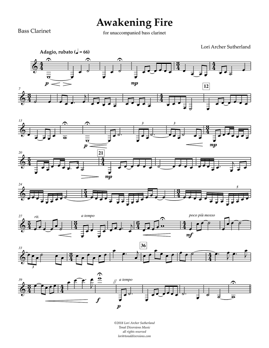 Awakening Fire Bass Clarinet scores gallery preview page 2