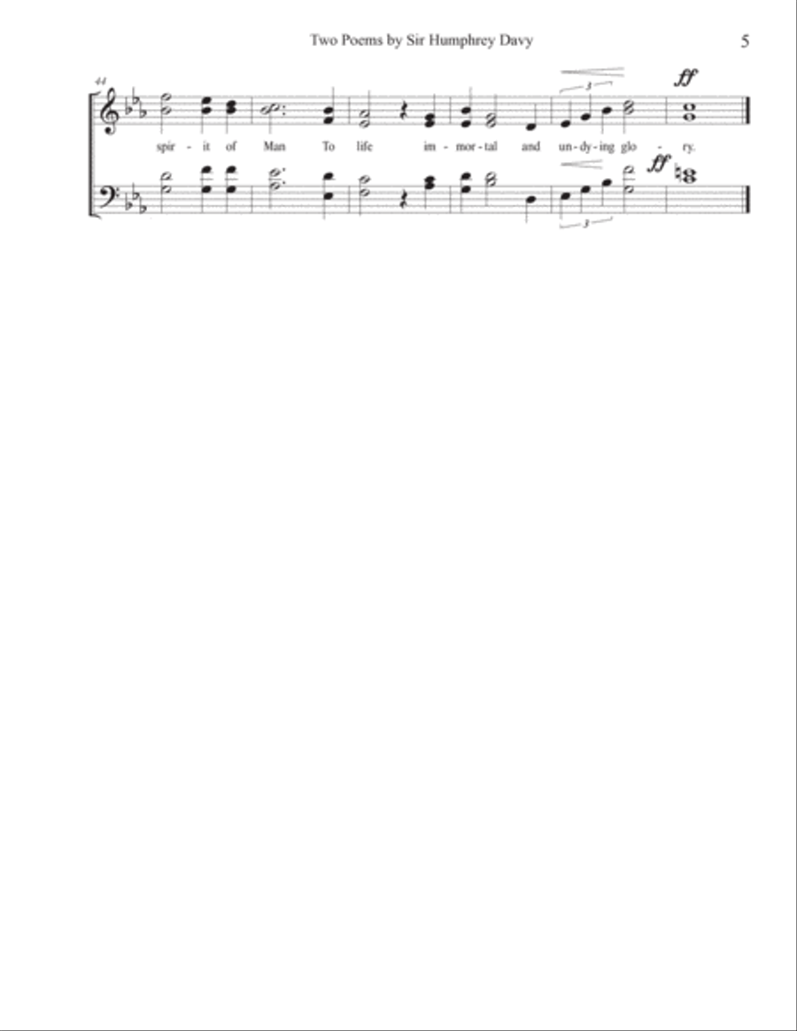 "Two Poems by Sir Humphry Davy" for SATB choir image number null