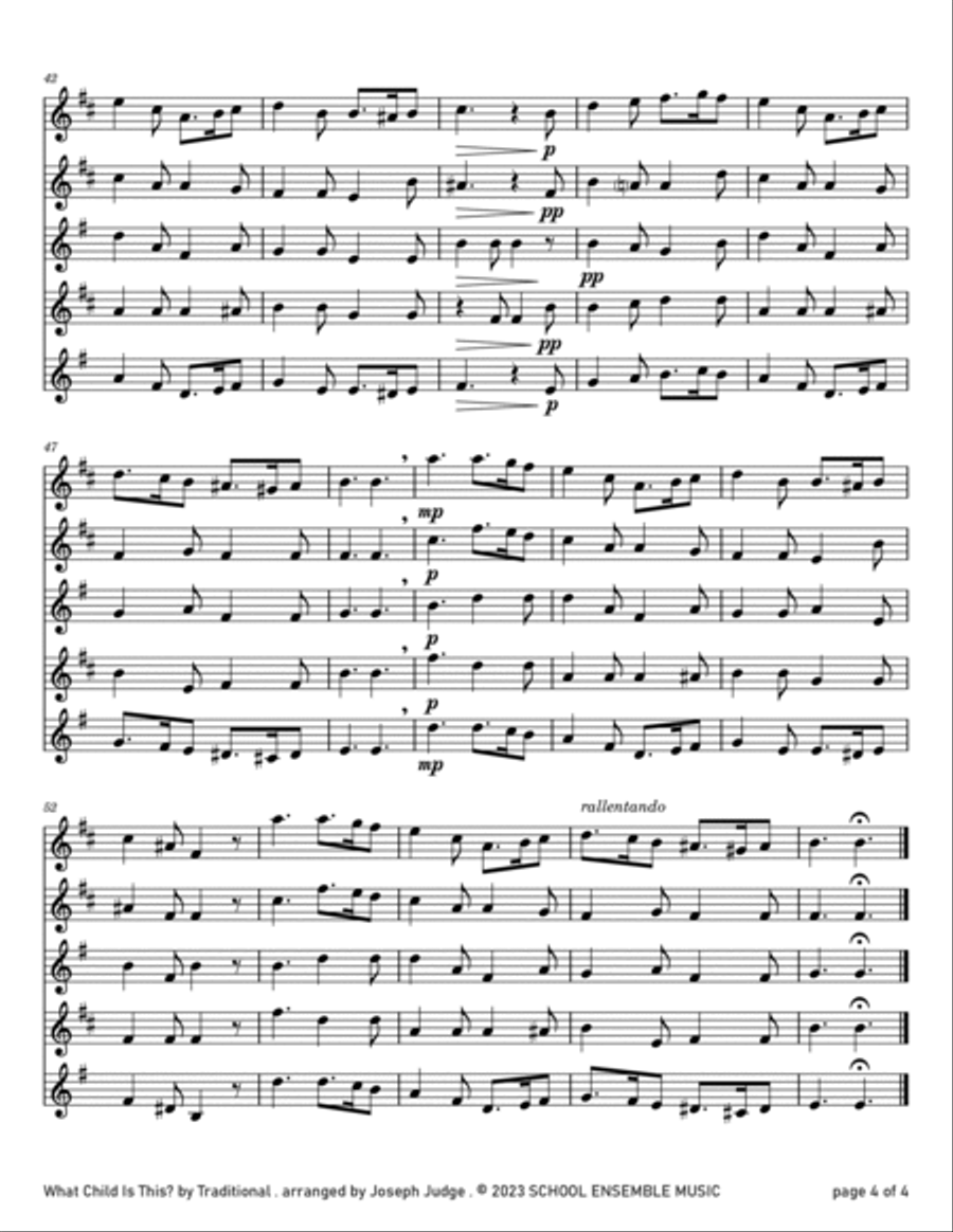 What Child Is This for Saxophone Quartet in Schools Saxophone Quartet scores gallery preview page 4