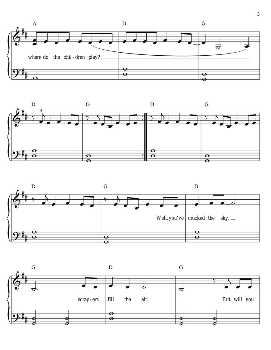 Where Do The Children Play Easy Piano scores gallery preview page 3