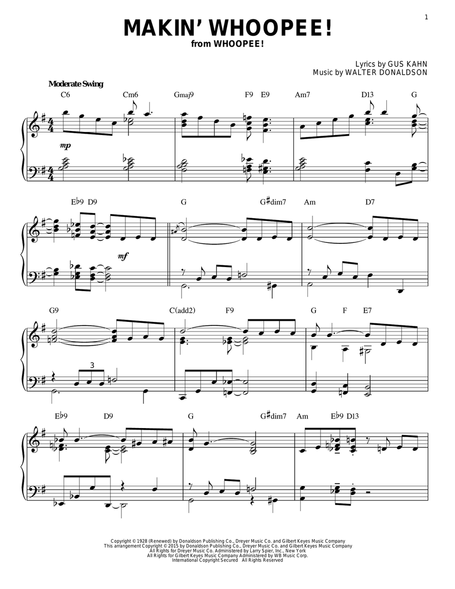 Makin' Whoopee! [Stride version] (arr. Brent Edstrom) Piano Solo scores gallery preview page 1