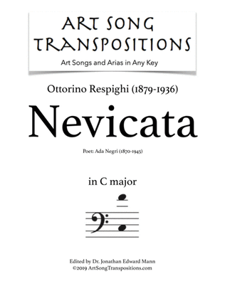 Book cover for RESPIGHI: Nevicata (transposed to C major, bass clef)