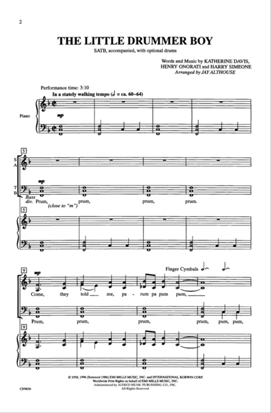 The Little Drummer Boy 4-Part scores gallery preview page 2