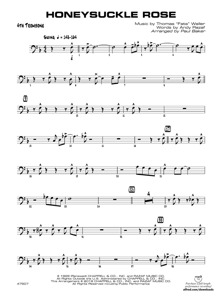 Honeysuckle Rose: 4th Trombone