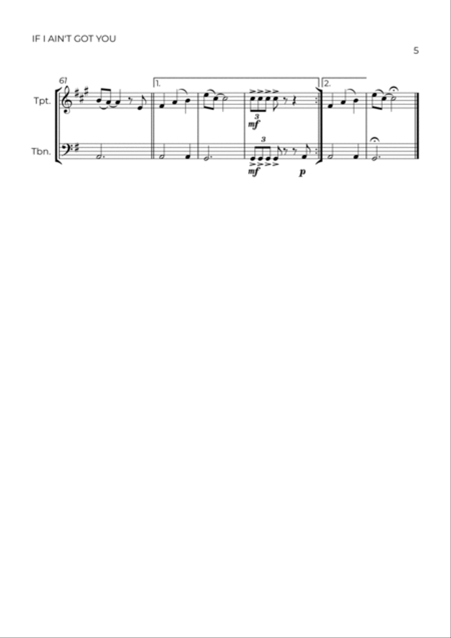 If I Ain't Got You Brass Duet scores gallery preview page 5
