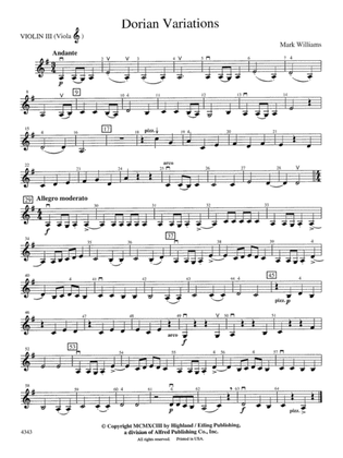 Dorian Variations: 3rd Violin (Viola [TC])