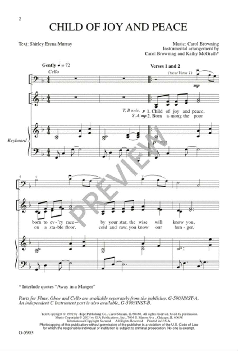 Child of Joy and Peace Child of Joy and Peace 4-Part scores gallery preview page 1