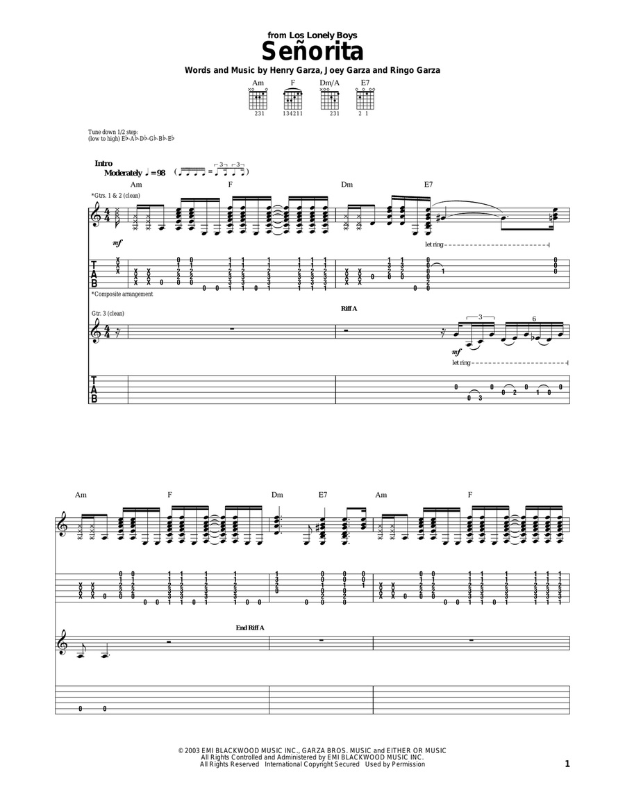 Señorita Acoustic Guitar scores gallery preview page 1