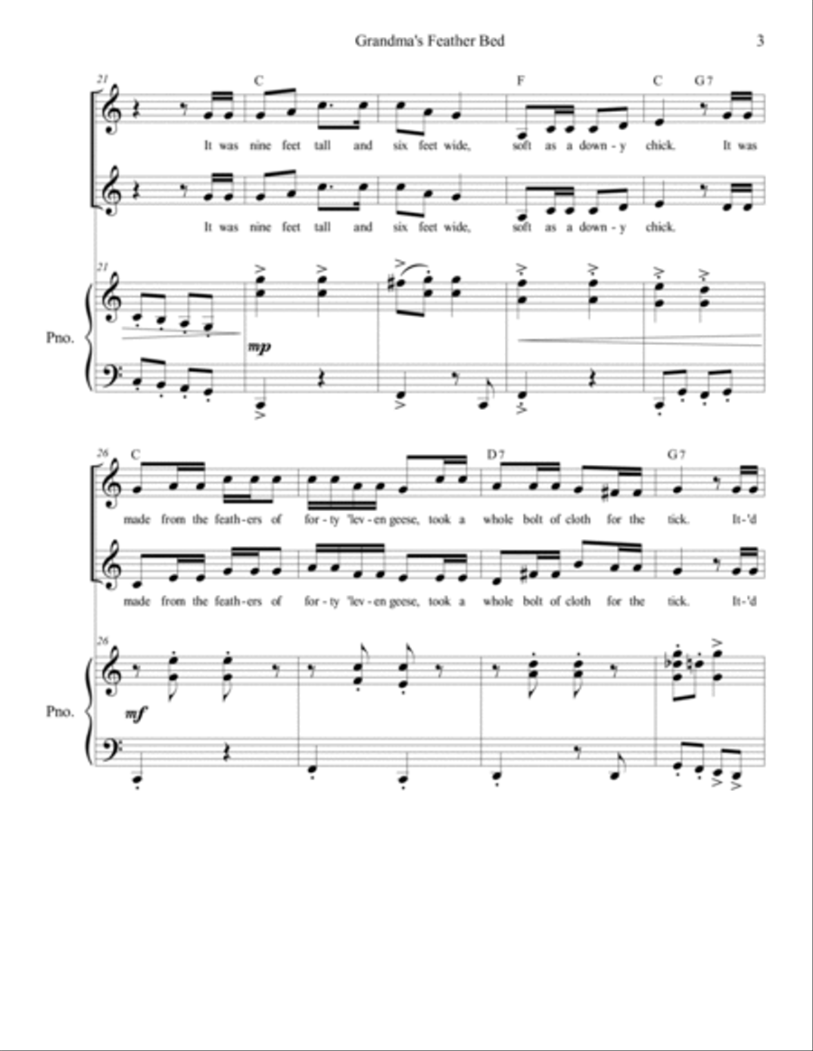 Grandma's Feather Bed Grandma's Feather Bed Mezzo-Soprano Voice scores gallery preview page 3