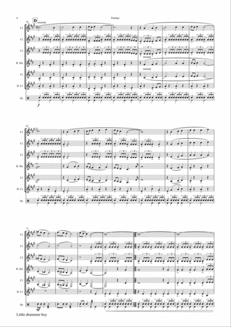 The Little Drummer Boy Clarinet Quintet scores gallery preview page 4