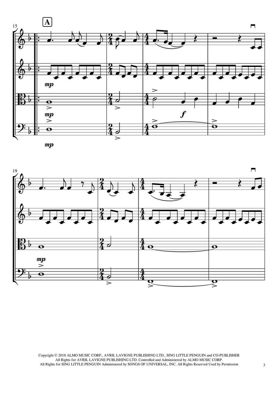 Head Above Water String Quartet scores gallery preview page 3