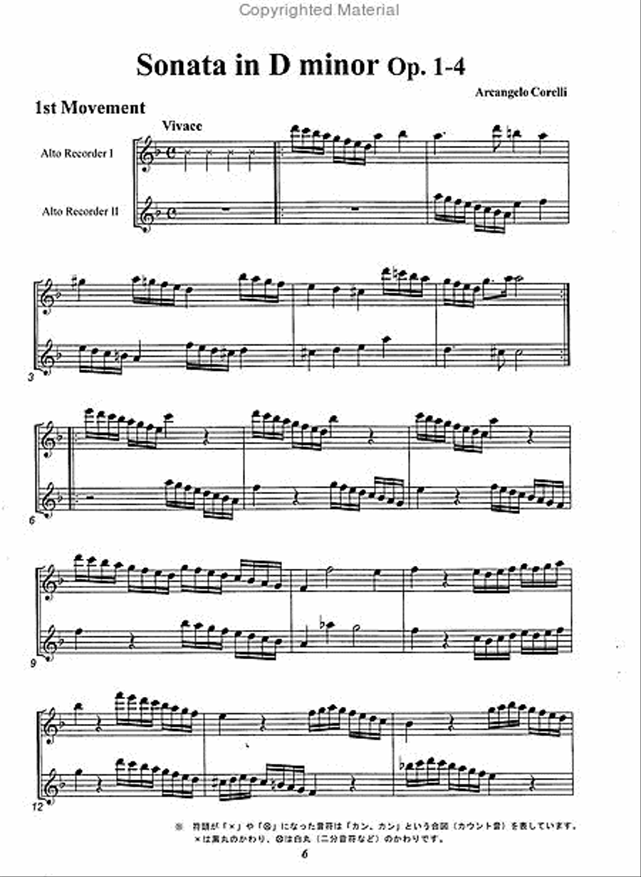Trio Sonata D minor Op. 1-4 Alto Recorder scores gallery preview page 2