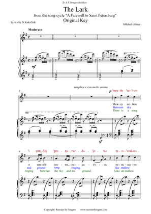"The Lark" Original key. DICTION SCORE with IPA and translation