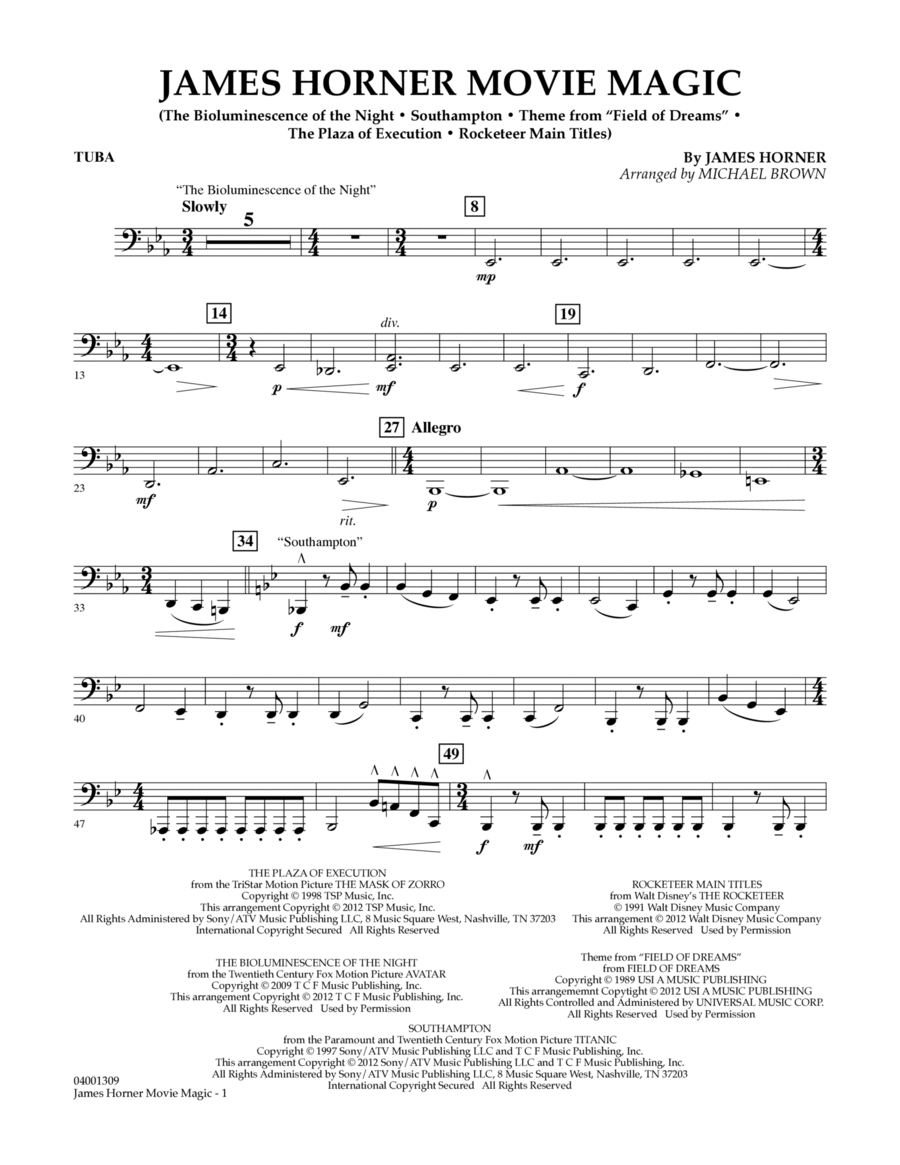 James Horner Movie Magic - Tuba Concert Band scores gallery preview page 1