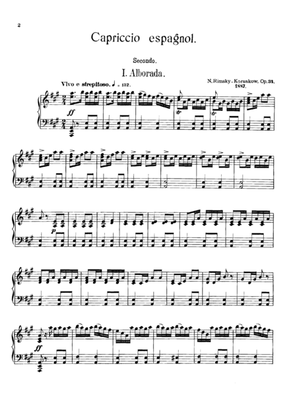 Book cover for Rimsky-Korsakov Capriccio Espagnol, for piano duet(1 piano, 4 hands), PR835