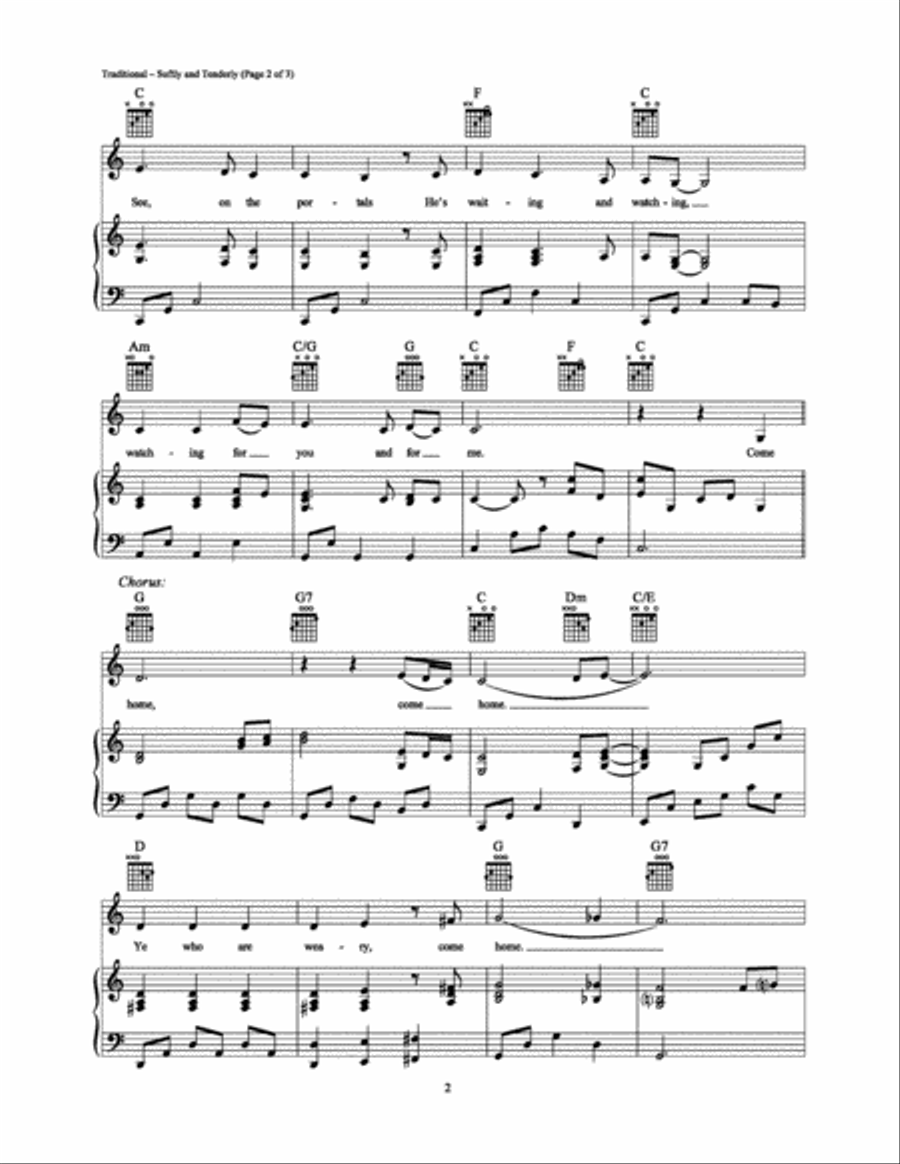 Softly and Tenderly Softly and Tenderly Piano, Vocal, Guitar scores gallery preview page 2