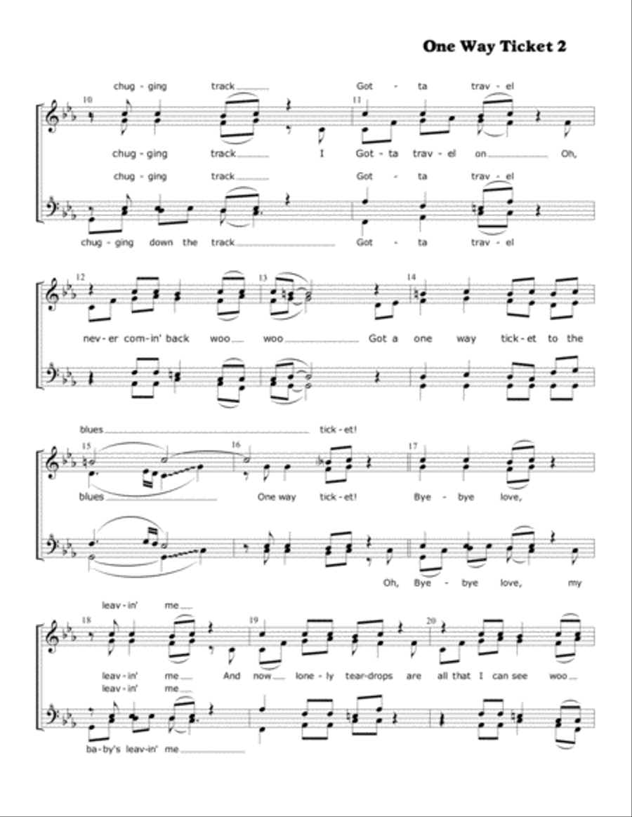 One Way Ticket (to The Blues) SSAA scores gallery preview page 2