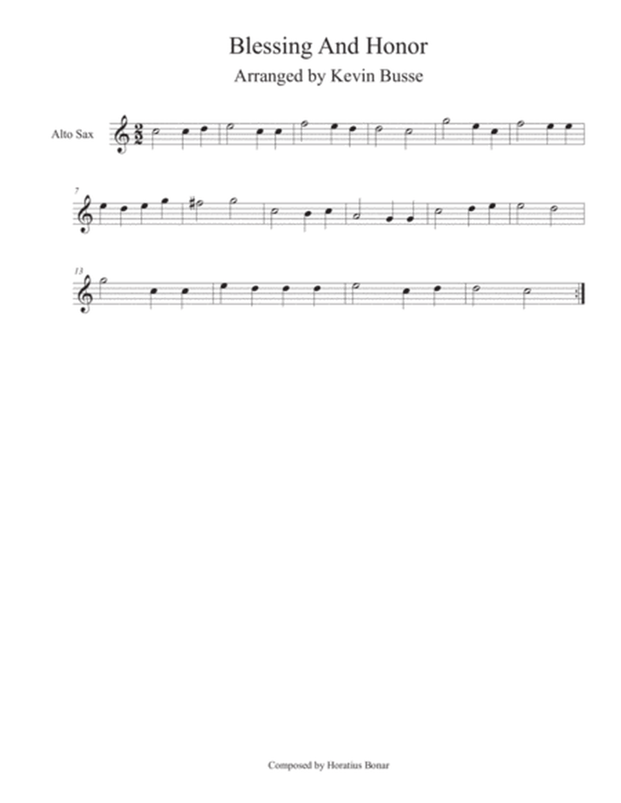 Blessing and Honor (Easy key of C) - Alto Sax image number null
